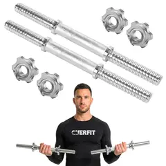 OVERFIT - Par De Barras Cromadas Preolimpicas + 4 seguros de 35 Cm de largo