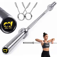 OVERFIT - Barra Olimpica De Forma Recta 16Kg de 2.2 metros