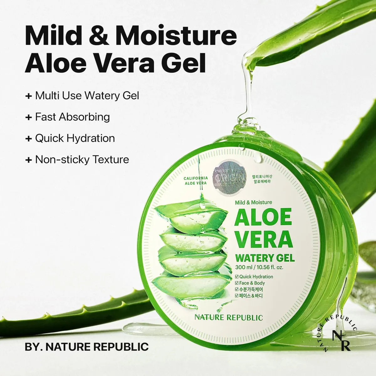 NATURE REPUBLIC - Gel hidratante MILD & MOISTURE ALOE VERA WATERY GEL 1 unidad Nature Republic