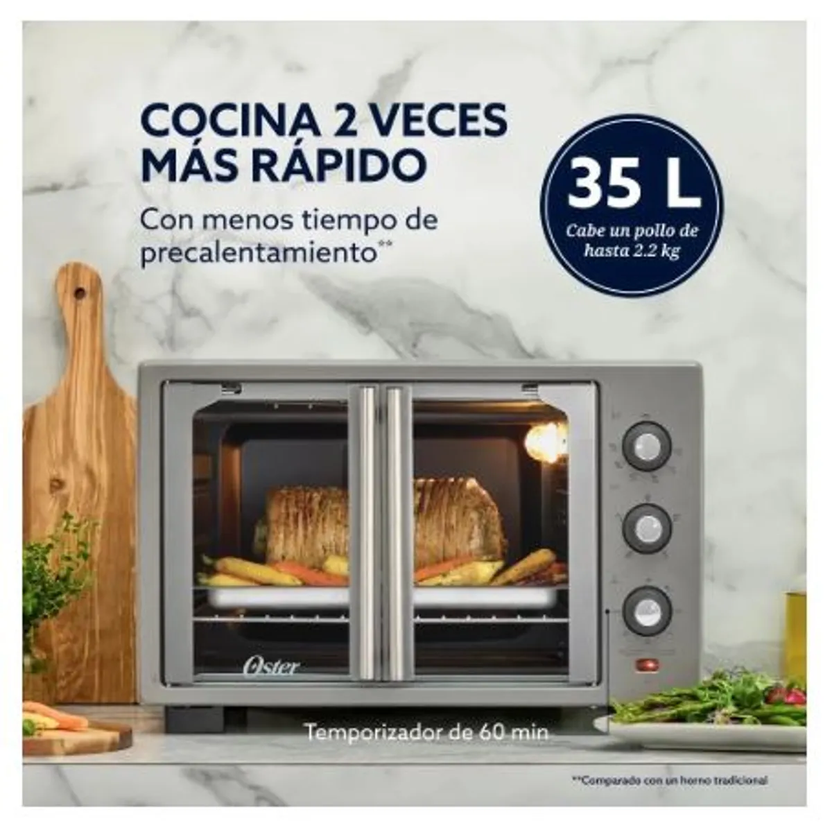 OSTER - Horno Oster, Con Freidora Aire, 35 L, Gris, Tssttv35fdmafns