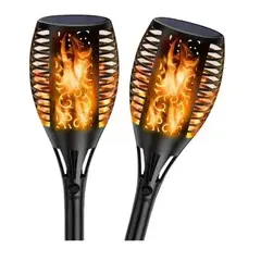 IRM - Pack 2 Antorchas Solares LED Efecto Llama Luz Calida Jardin Terraza Patio y Camino Exterior