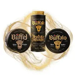 BUFFALO - Set Polvo Texturizador 30g +Ceras Capilares Mate y Spider