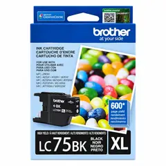 BROTHER - Cartucho Tinta Negra Original LC75BKXL Alto Rendimiento