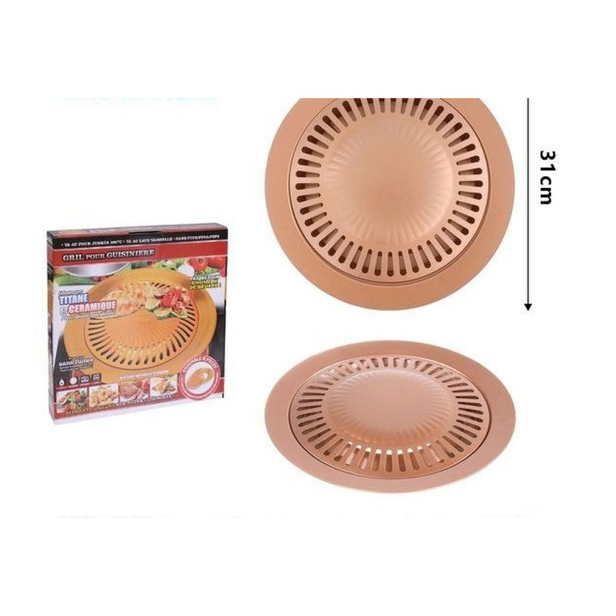 GENERICO - Parrilla para Asar Redonda 31 cm para Cocina y Parrilla