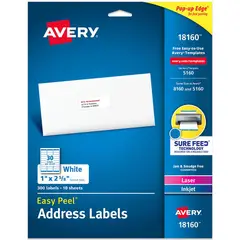 GENERICO - 300 Etiquetas Adhesivas Avery LaserInkjet 25x67 mm 10hjs