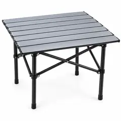 JEC - Mesa Camping Plegable Aluminio Enrollable