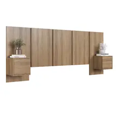 BE DESIGN - Respaldo Cama 2 Plazas Con Veladores Miel