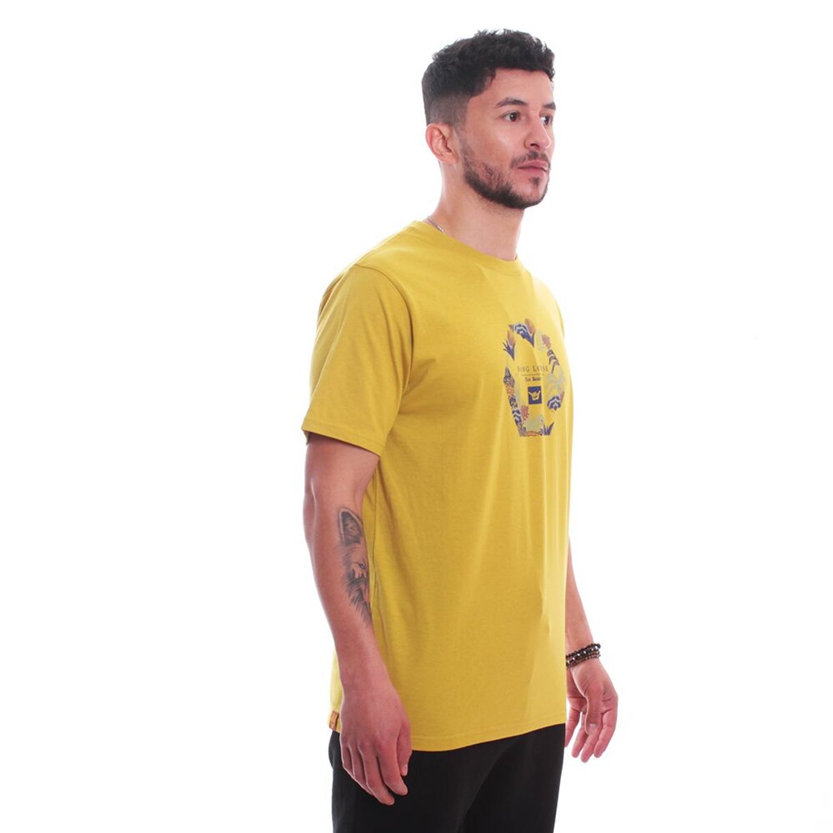 HANG LOOSE - Polera Manga Corta Para Hombre Hang Loose Mostaza