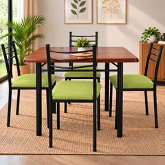 RECUTEX - COMEDOR METAL MADERA RANCO 4 SILLAS