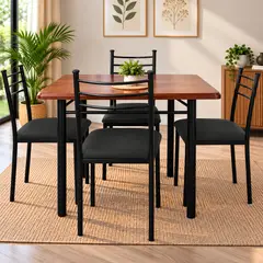 RECUTEX - COMEDOR METAL MADERA RANCO 4 SILLAS