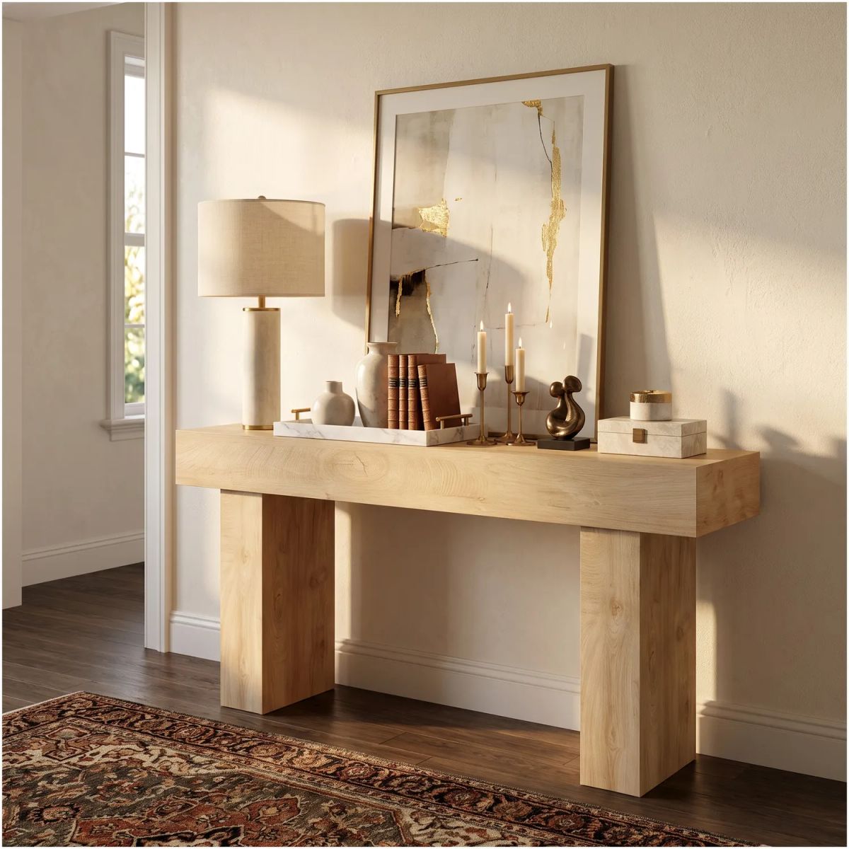 HOMER DESIGN - Mesa Lateral Amarante Tipo Arrimo Moderno 160 X 40 X 80 Cm