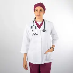 PAOLA TALA - Delantal Blanco Área Médica Mujer Manga 3/4 Bordado – Flores