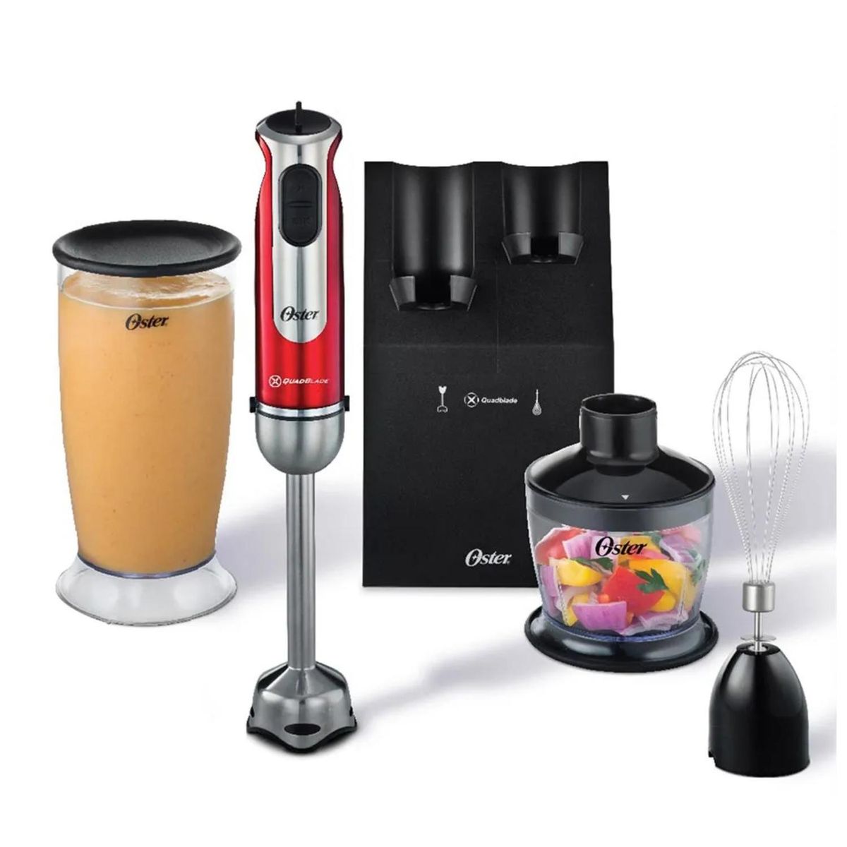 Batidora De Inmersion 3 En 1 800ml 800W Rojo B2801 Oster, marca OSTER - Foto Principal