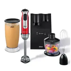 OSTER - Batidora De Inmersion 3 En 1 800ml 800W Rojo B2801