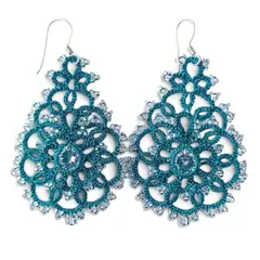 JOYAS DE HILO - Aros tejidos en Frivolité modelo Anastasie. Ganchos plata fina 925