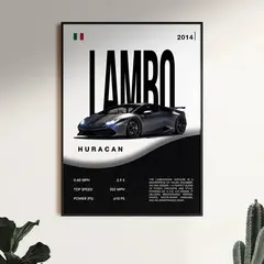 GENERICO - Cuadro Auto Lamborghini Huracán Black Edicion + Marco Negro