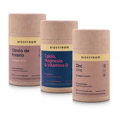 BIOSTREAM - Pack x3 Citrato De Potasio, Calcio Magnesio & Vit D, Zinc