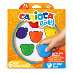 CARIOCA - Crayones Ceras 6 Unidades Para Bebés Baby Teddy - SC