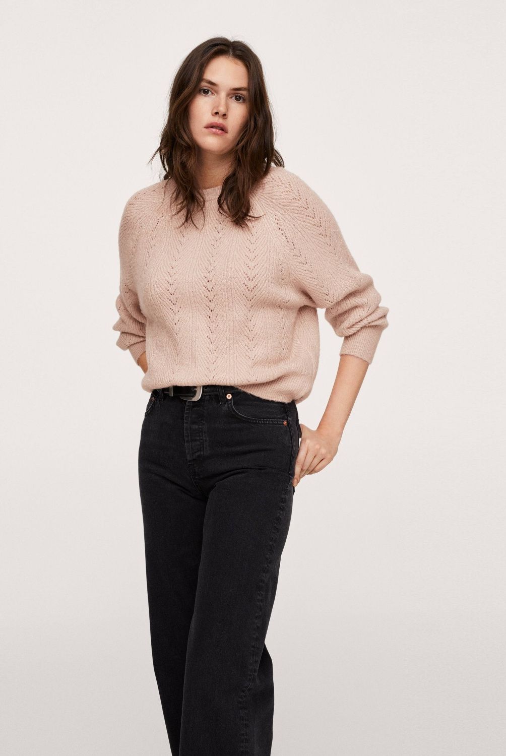 MANGO - Sweater Punto Metalizado Florita Mujer