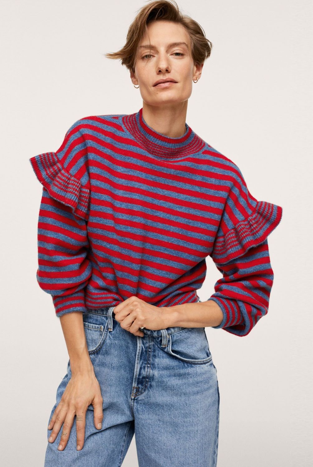 MANGO - Sweater Volantes Rayas Popeye Mujer