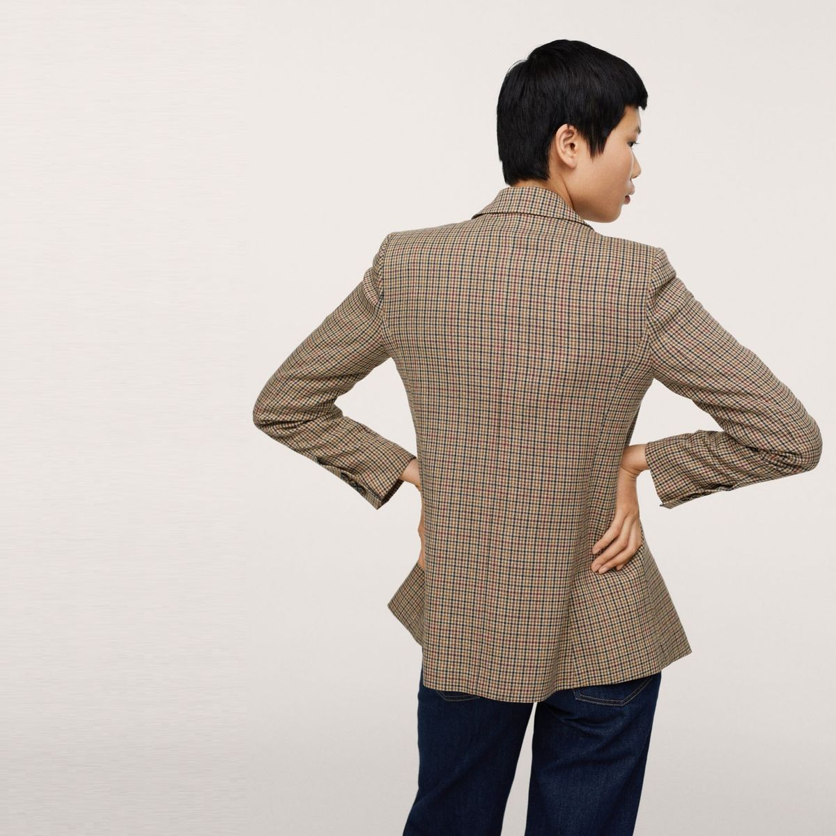 MANGO - Blazer Cruzado Cuadros Diddy Mujer