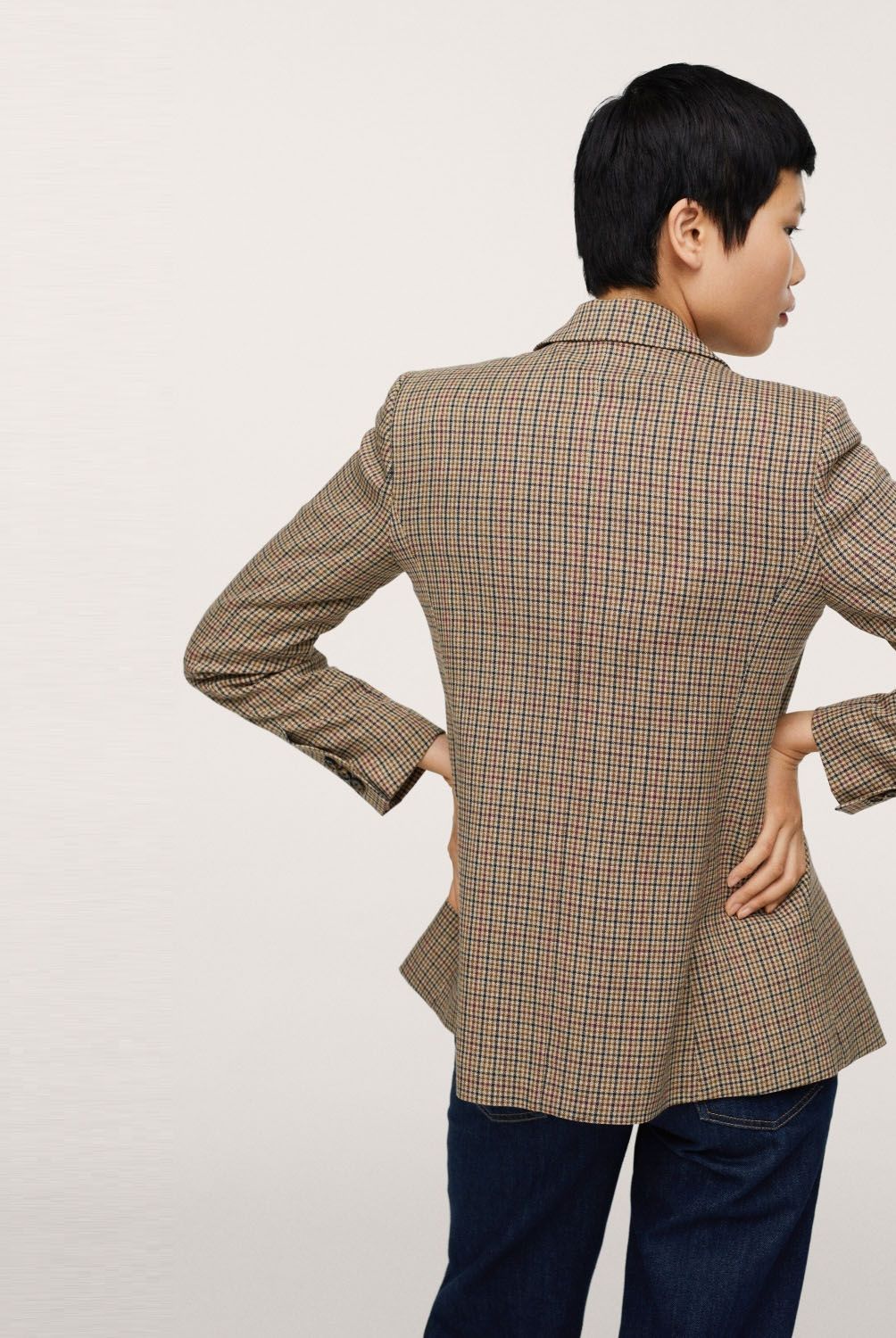 MANGO - Blazer Cruzado Cuadros Diddy Mujer
