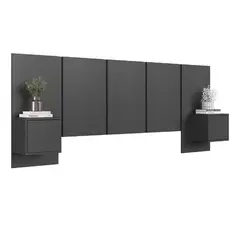 BE DESIGN - Respaldo de Cama 2 Plazas Con Veladores Integrados Grafito