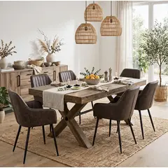 MSA MUEBLES SANTA ANA - JUEGO COMEDOR TIMBER SMALL 6 SILLAS CCT POLTRONA CAFE