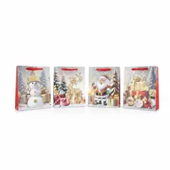 DISPARO - Set 10 Bolsas Navidad Cartón Relieves 18x23x10cm