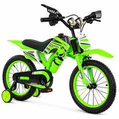 BELLETTI - Bicicleta Infantil Aro 16 Verde Estilo Motocross con Ruedas de Apoyo