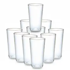 GENERICO - 10 Vasos Acrilicos Coctel Piscola Fiesta Plastico 300mL