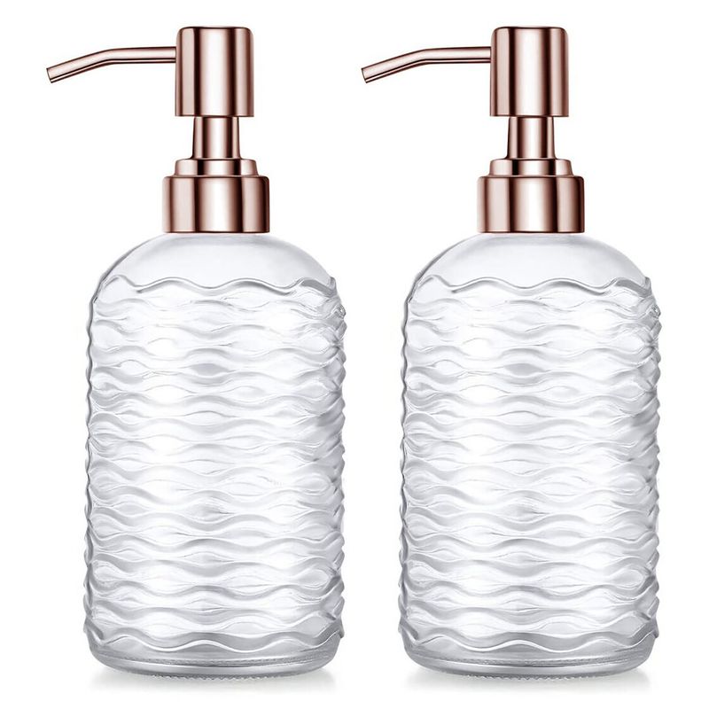 REGALITOLINDO CL - 2X Dispensador de Jabón Oro Rosa - Vidrio