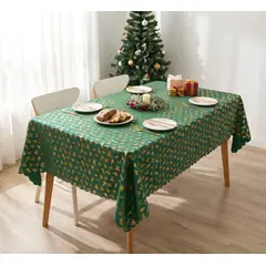 GENERICO - Mantel Navideño Rectangular 140 x 220 cm - Verde Renos Dorados
