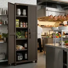 RIMAX - Organizador Modular Gabinete 5 Estantes Cocina Hogar Tipo Rattan - Café -