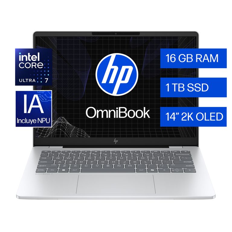 Notebook OmniBook 7 AI 14-fr0070la&nbsp;Intel Core Ultra 7 16GB RAM&nbsp;1TB SSD 14"&nbsp;2K Windows 11 Home