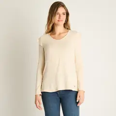 LORENZO DI PONTTI - Polera Manga Larga Mujer Beige
