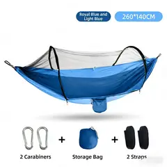 GENERICO - HAMACA CAMPING CON MOSQUITERO AZUL