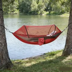 GENERICO - HAMACA CAMPING CON MOSQUITERO ROJO