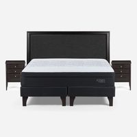 Cama Europea King Tempo + Respaldo + 2 Veladores