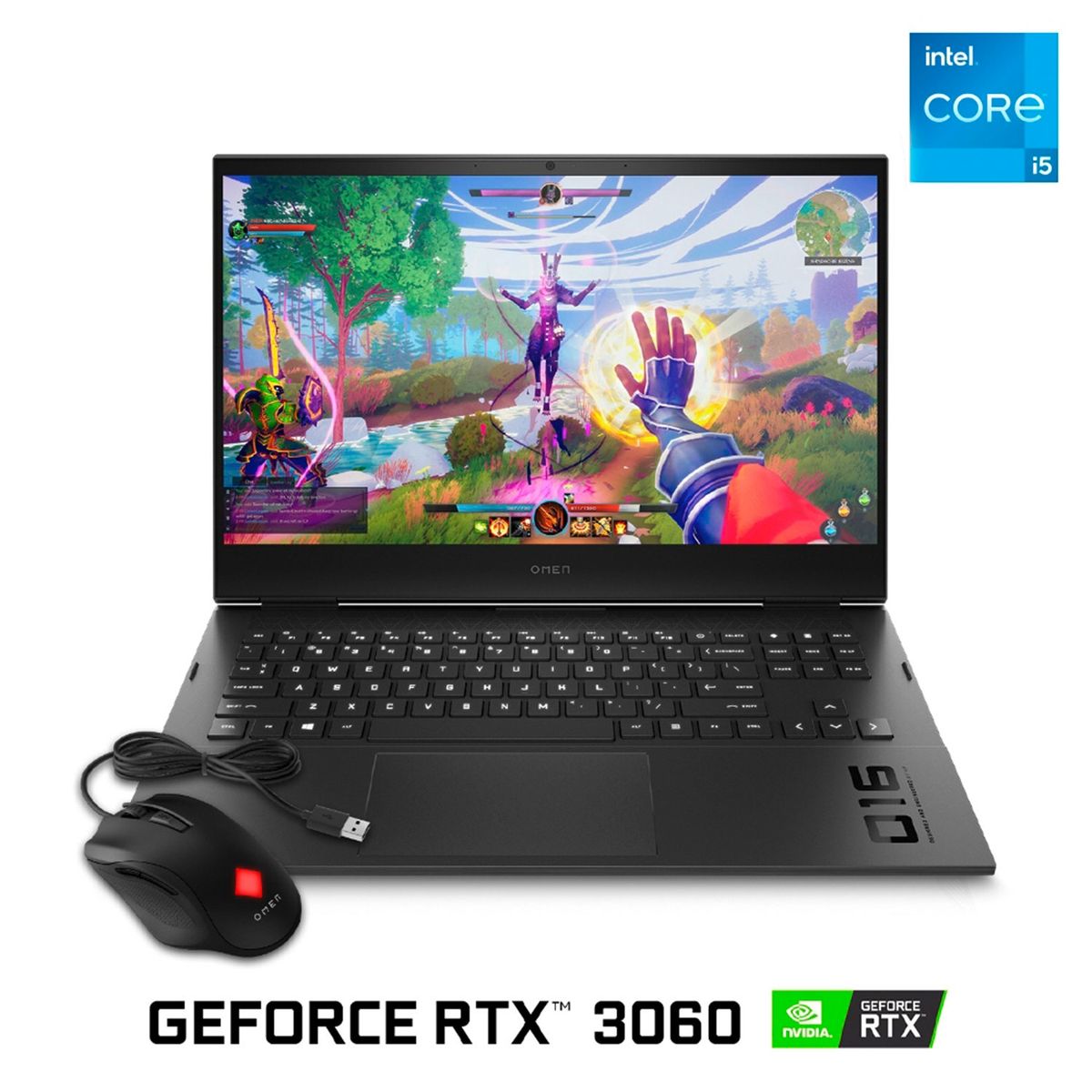 HP - Notebook Gamer OMEN 16-B0509LA Intel Core i5-11400H 8GB RAM 512GB SSD PCIe Full HD 16.1" NVIDIA GeForce RTX 3060, 300 nits 100% sRGB. Incluye Mouse OMEN Vector de regalo