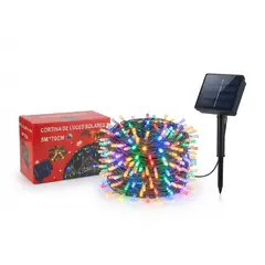 IRM - Cortina De Luces Solares Cascada Led 5 Metros Exterior Jardin Terraza Multicolor