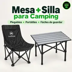 CAMPSOR - Mesa Aluminio + Silla Plegable Kit Camping