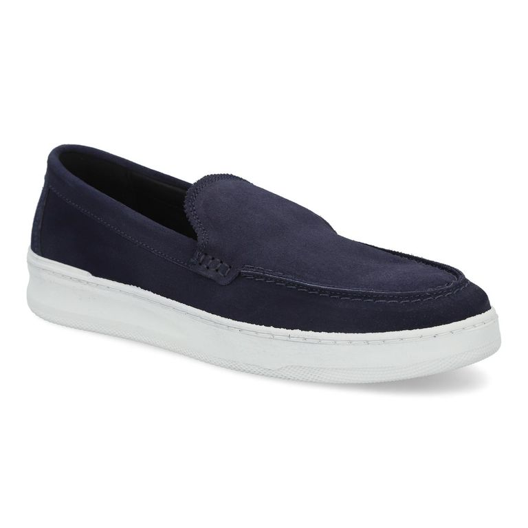 Zapatillas Slip-On Urbanas Hombre Cuero Azul Murren