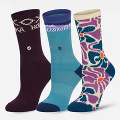 HAKA HONU - Calcetines Mujer Las Tres Puntas Pack Medio Azul / Celeste / Burdeo