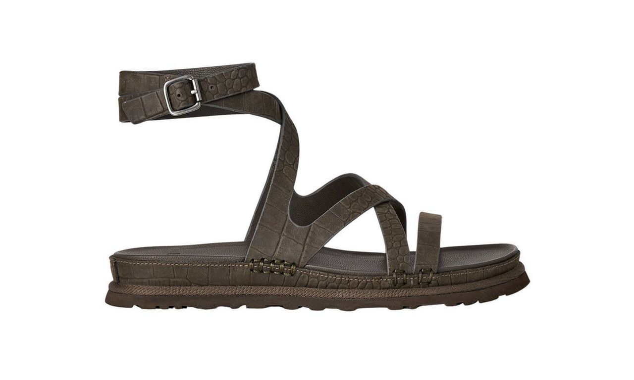 Sandalias Mujer Goldengaze Embossed Ankle Wrap Gris