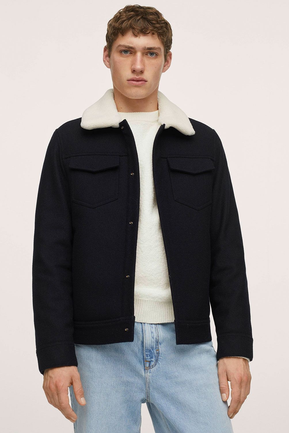 MANGO MAN - Chaqueta Aviador Lana Chiporro Hombre
