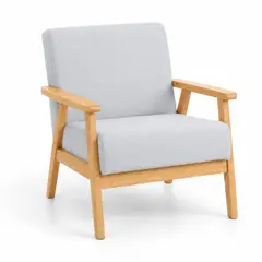 GENERICO - Poltrona Silla Nórdica Lyon Madera Roble Gris Claro
