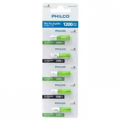 PHILCO - AAA-1200 AAA 5-Pila Recargable 1200mAh 1,2V Ni-MH Precargada 42ULX-123A5