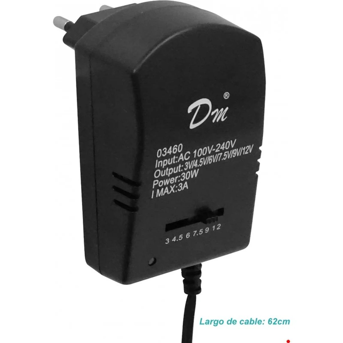 UNIVERSAL - FVS-12 UNIVERSAL Fuente de alimentación variable 100-240VAC, salida 3-4.5-6-7.5-9-12V, 3.0A y 30W