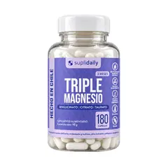 SUPLIDAILY - Triple Magnesio 180 Cap Citrato, Bisglicinato Y Taurato - Sueño, Músculos y Corazón